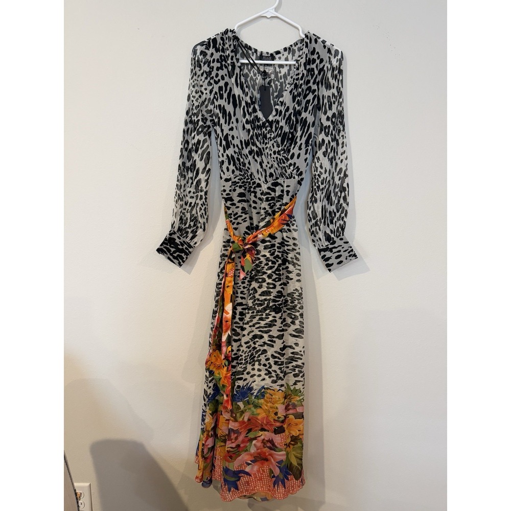 NWT Sky Zone Exchange Dress Black Cheetah With Colorful Tie Size Small